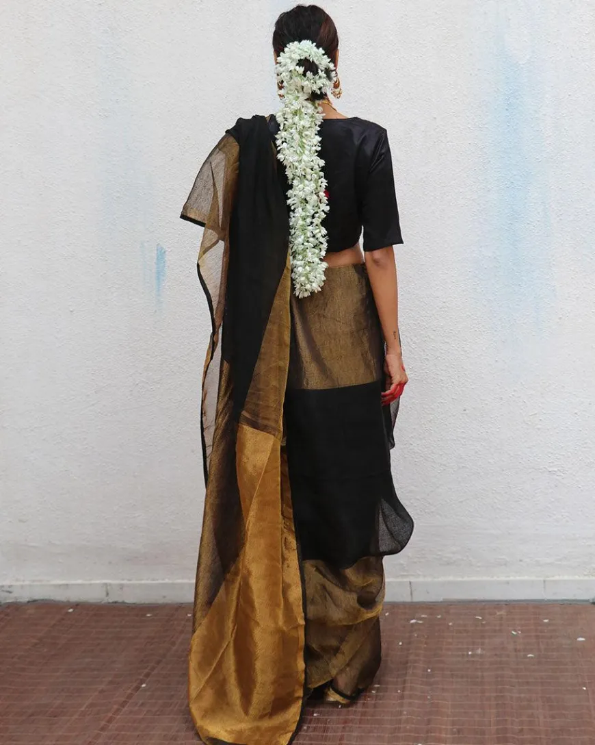 Kalyani Handwoven Linen Zari Saree