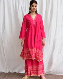 Kamal Handblockprinted Cotton Kurta Set Of 2-Sor