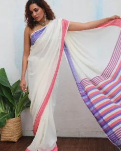 Katyayani Handwoven Linen Cotton Jamdani Saree - Uma