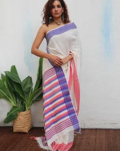 Katyayani Handwoven Linen Cotton Jamdani Saree - Uma
