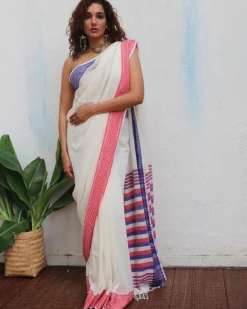 Katyayani Handwoven Linen Cotton Jamdani Saree - Uma