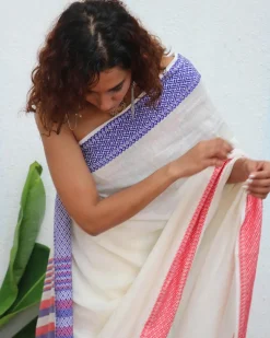 Katyayani Handwoven Linen Cotton Jamdani Saree - Uma