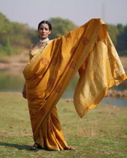 Keshavi Blockprinted Dola Silk Saree - RB