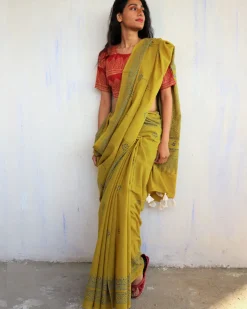 Kimana Handblockprinted Cotton Saree - Butterfly Girls