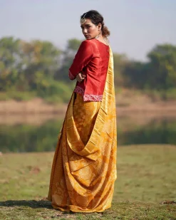 Krishvi Blockprinted Dola Silk Saree - RB