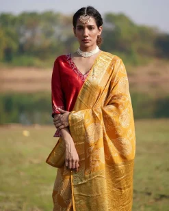 Krishvi Blockprinted Dola Silk Saree - RB