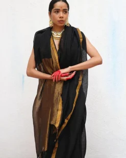 Labanya Handwoven Linen Zari Saree