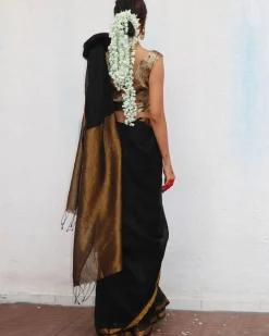 Labanya Handwoven Linen Zari Saree