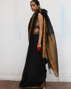 Labanya Handwoven Linen Zari Saree