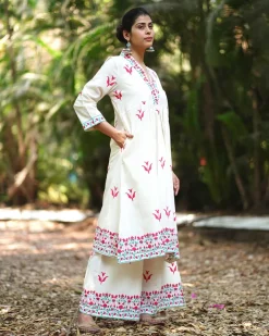 Lavender’s Lull Ivory Handblock Printed Kurta set - MMG