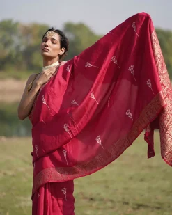 Leela Blockprinted Dola Silk Saree - RB