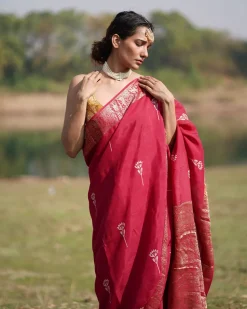 Leela Blockprinted Dola Silk Saree - RB