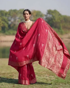 Leela Blockprinted Dola Silk Saree - RB