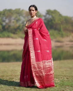 Leela Blockprinted Dola Silk Saree - RB