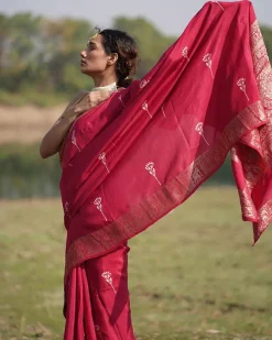 Leela Blockprinted Dola Silk Saree - RB