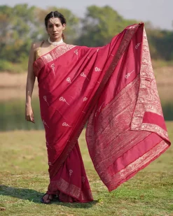 Leela Blockprinted Dola Silk Saree - RB