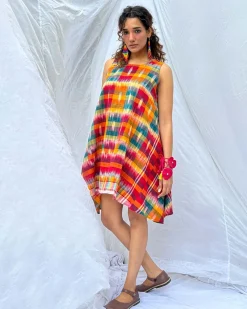 Leelabali Gamcha Cotton Dress - GMC