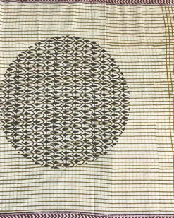 Lehraata Sa Ivory Hand Block Printed Cotton Saree - WW