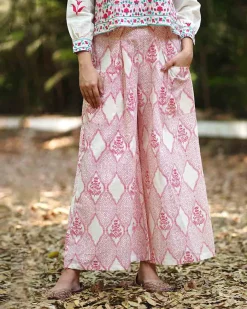 Lily’s Light Blush Pink Hand Block Printed Pants - MMG