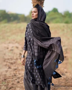 Liquid Grace Blockprinted Cotton Dupatta-WWB