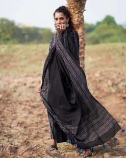 Liquid Grace Blockprinted Cotton Dupatta-WWB