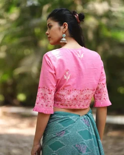 Lovely Lilacs Pink Handblock Printed Blouse - MMG