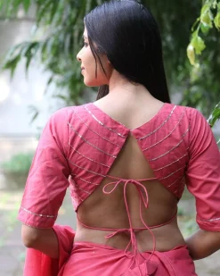 Lumina Pink Mulmul Cotton Blouse - Jugnoo