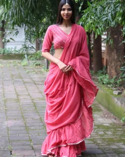 Lumina Pink Mulmul Cotton Blouse - Jugnoo