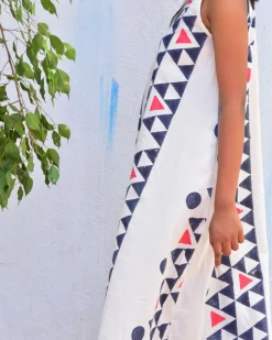 Lunar Cascade Handblockprinted Cotton Dress - Vnmn