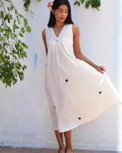 Lunar Lace Handblockprinted Cotton Dress - Vnmn