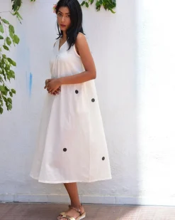 Lunar Lace Handblockprinted Cotton Dress - Vnmn