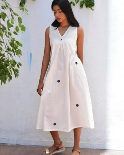 Lunar Lace Handblockprinted Cotton Dress - Vnmn