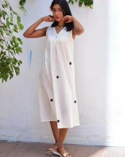 Lunar Lace Handblockprinted Cotton Dress - Vnmn