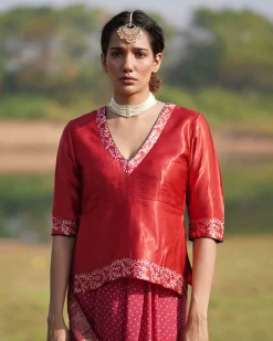 Madhav Blockprinted Mashru Silk Blouse - RB