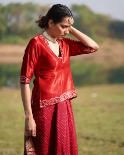 Madhav Blockprinted Mashru Silk Blouse - RB