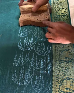 Madhurima Blockprinted Dola Silk Saree - RB