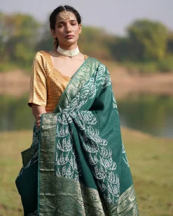 Madhurima Blockprinted Dola Silk Saree - RB