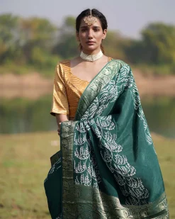 Madhurima Blockprinted Dola Silk Saree - RB