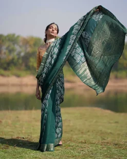 Madhurima Blockprinted Dola Silk Saree - RB