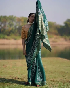 Madhurima Blockprinted Dola Silk Saree - RB