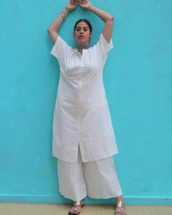 Magadhi Cotton Kurta Set - Safed