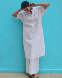 Magadhi Cotton Kurta Set - Safed
