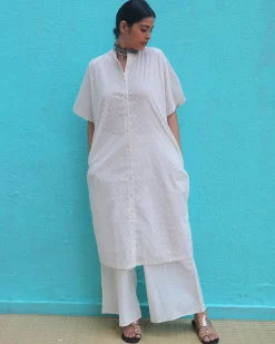 Magadhi Cotton Kurta Set - Safed