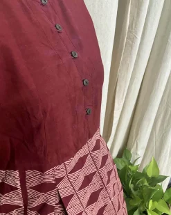 Maroon handblock printed dress - Love Despite