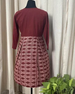 Maroon handblock printed dress - Love Despite