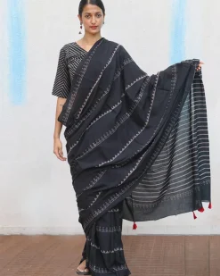 Matilda Hand Blockprinted Cotton Saree - Fmtm