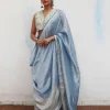 Mazha Handwoven Linen Zari Saree - Jheel