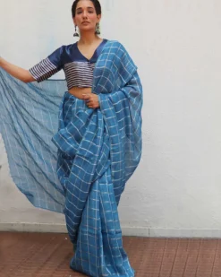 Meen Handwoven Linen Zari Saree - Jheel