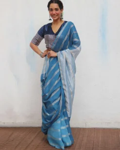 Megha Handwoven Linen Zari Saree - Jheel