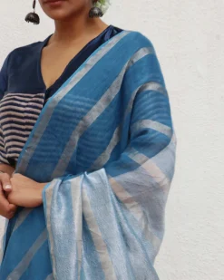 Megha Handwoven Linen Zari Saree - Jheel